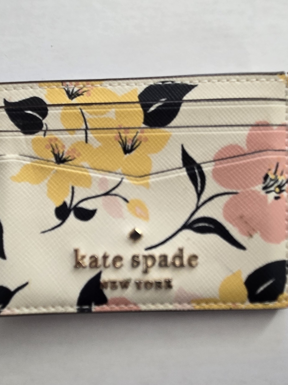 kate spade Floral Slim Card Holder in Cream, Yellow & Pink